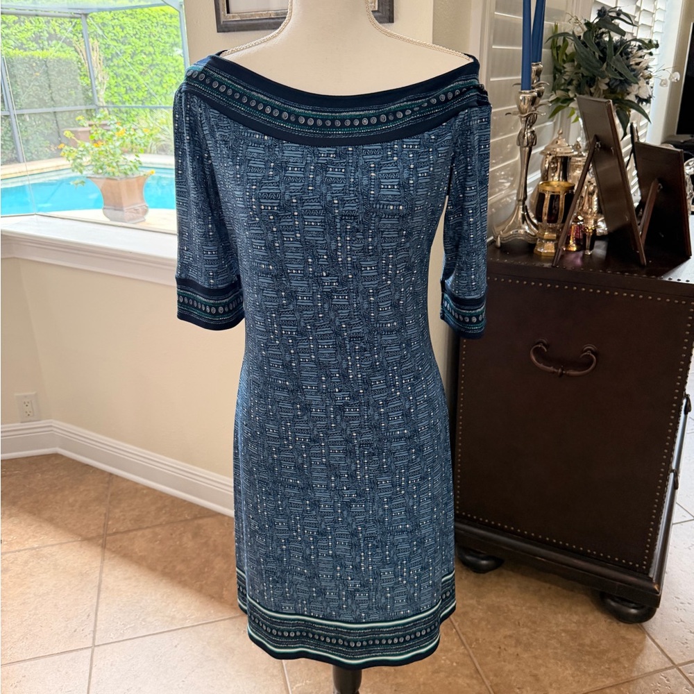 Max Studio Blue Patterned Off-Shoulder Midi /I’M MOVING, MAKE YOUR OFFER!!!!